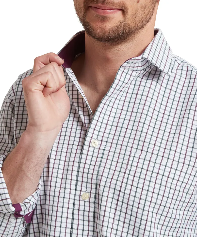 Schoffel Milton Tailored Shirt - Plum/ Botanical Green-5