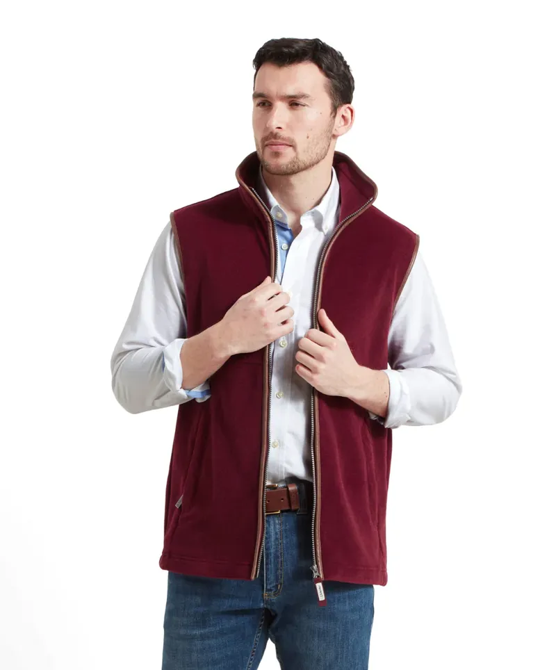 Schoffel Oakham Fleece Gilet - Claret-2