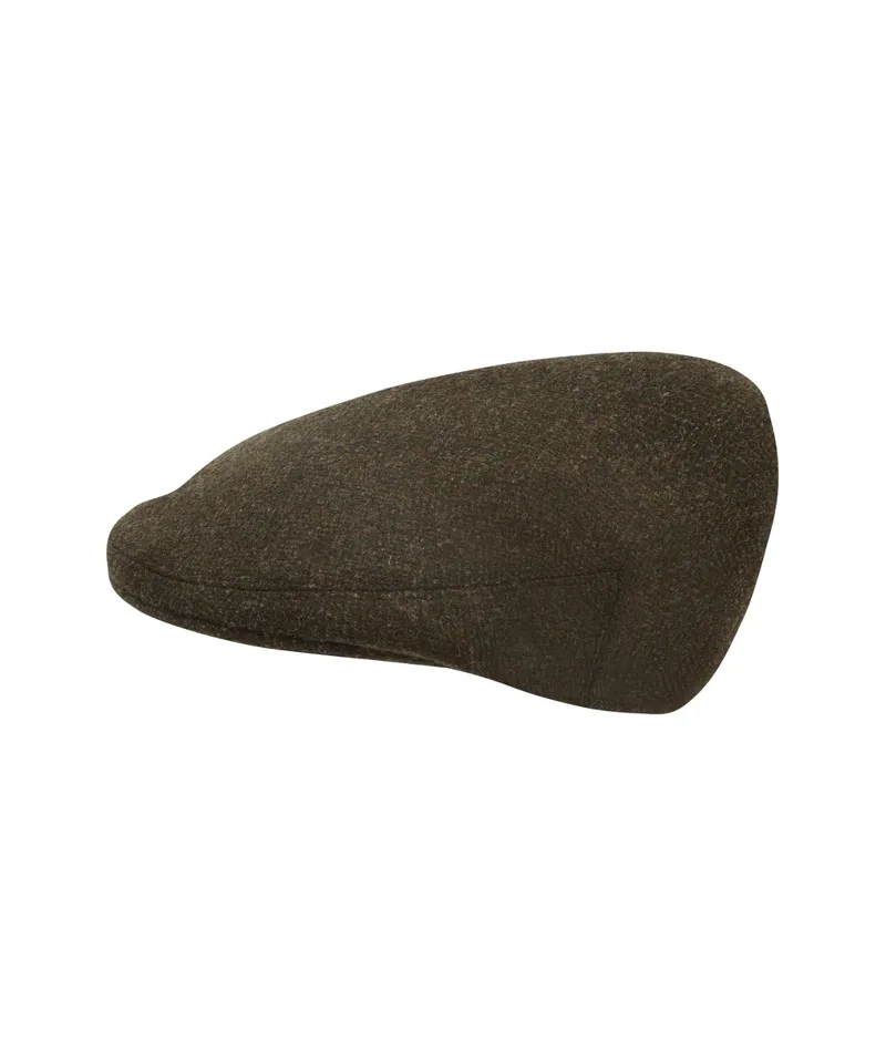 Schoffel Tweed Classic Cap - Dark Olive Herringbone Tweed