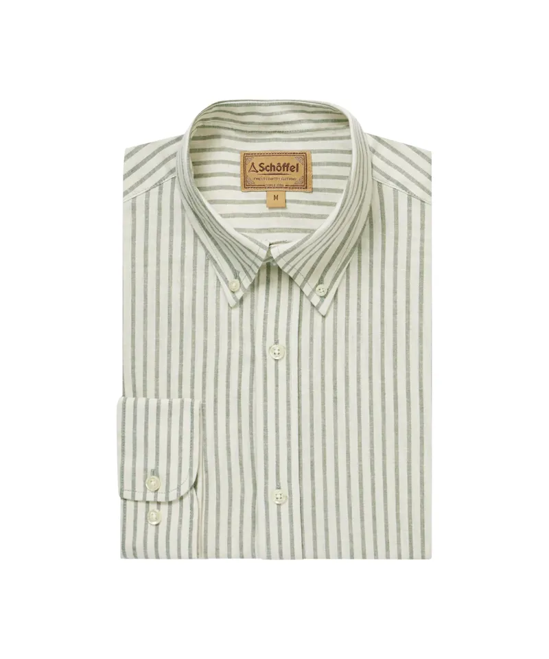 Schoffel Walsingham Linen Shirt - Agave Green Stripe-1