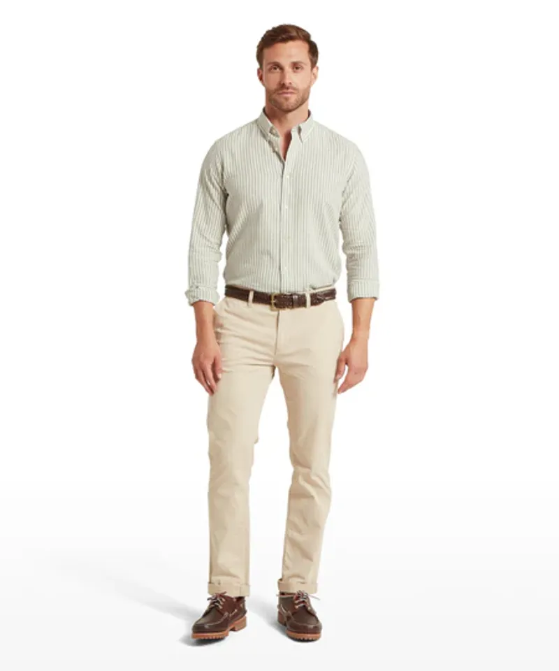 Schoffel Walsingham Linen Shirt - Agave Green Stripe-2