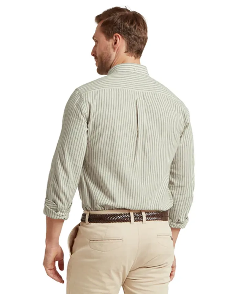 Schoffel Walsingham Linen Shirt - Agave Green Stripe-4
