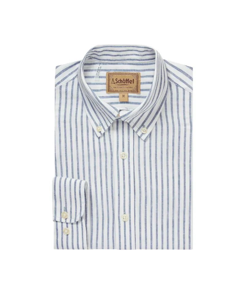 Schoffel Walsingham Linen Shirt - Blue Stripe-1