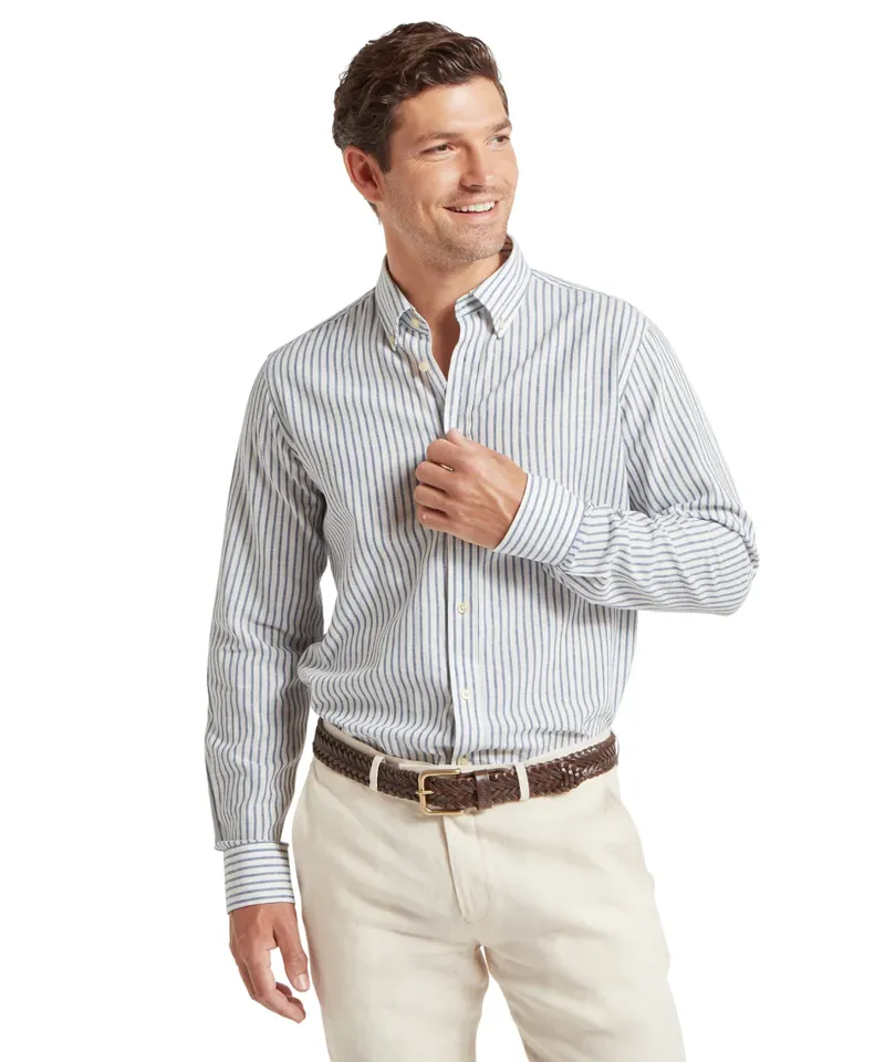 Schoffel Walsingham Linen Shirt - Blue Stripe