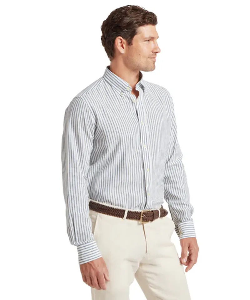 Schoffel Walsingham Linen Shirt - Blue Stripe-3