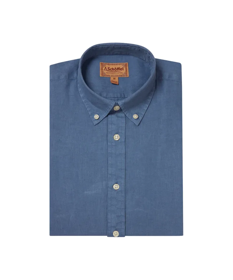 Schoffel Walsingham Linen Shirt - French Navy-2