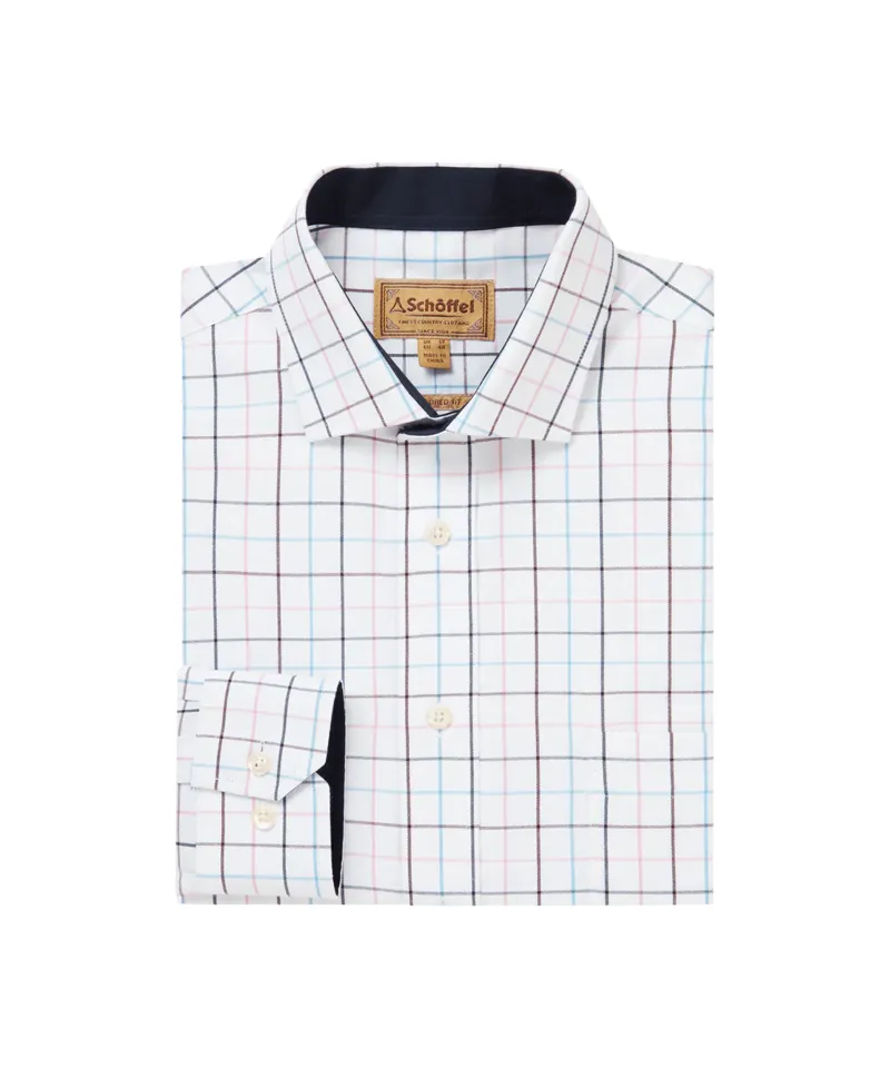 Schoffel Wells Tailored Shirt - Wine/Navy Check-1