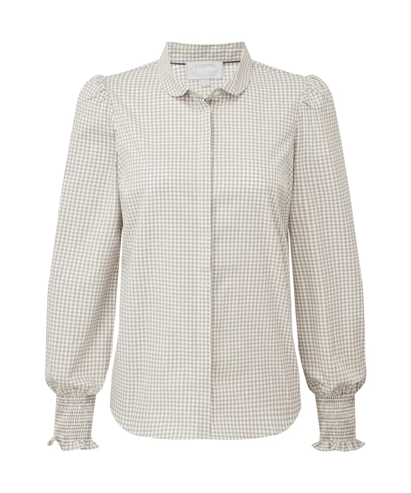 Schoffel Ladies Flora Gingham Shirt - Sage Green-1