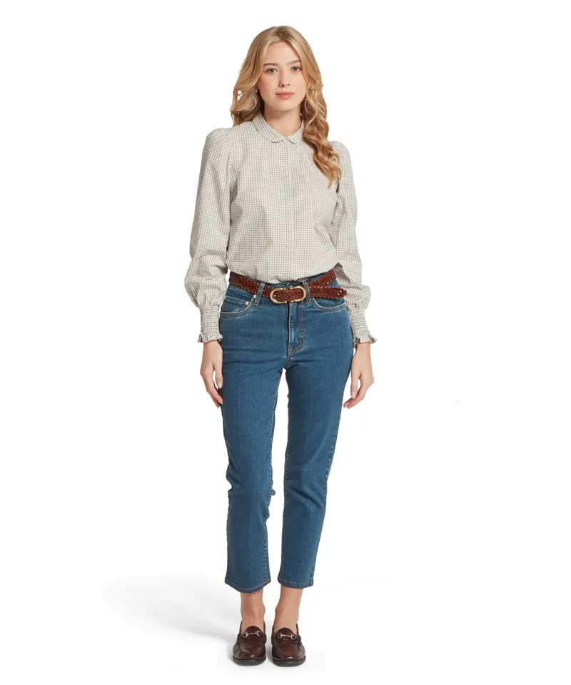 Schoffel Ladies Flora Gingham Shirt - Sage Green-2