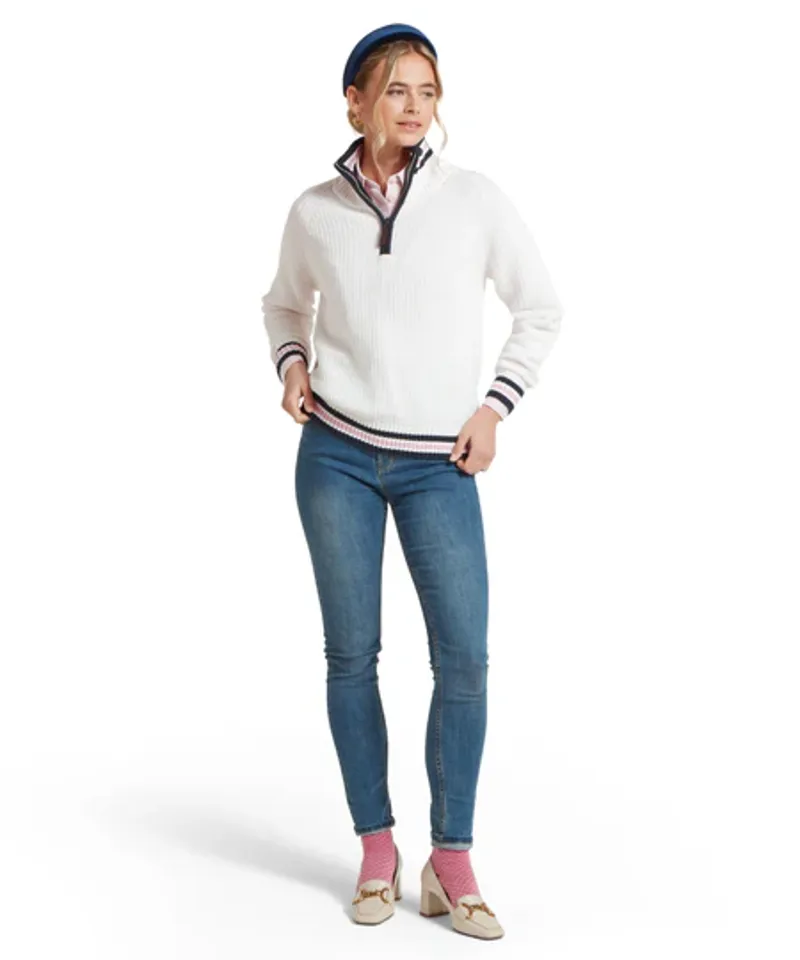 Schoffel Havelet Bay 1/4 Zip Jumper - Soft White