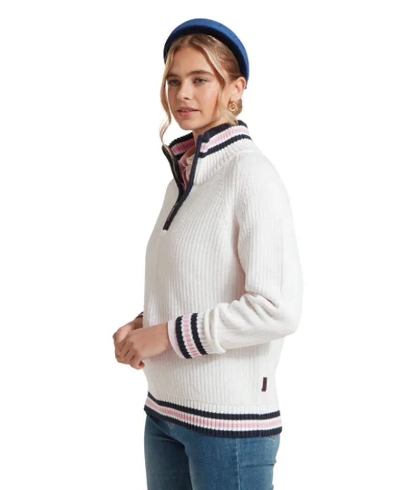 Schoffel Havelet Bay 1/4 Zip Jumper - Soft White-3