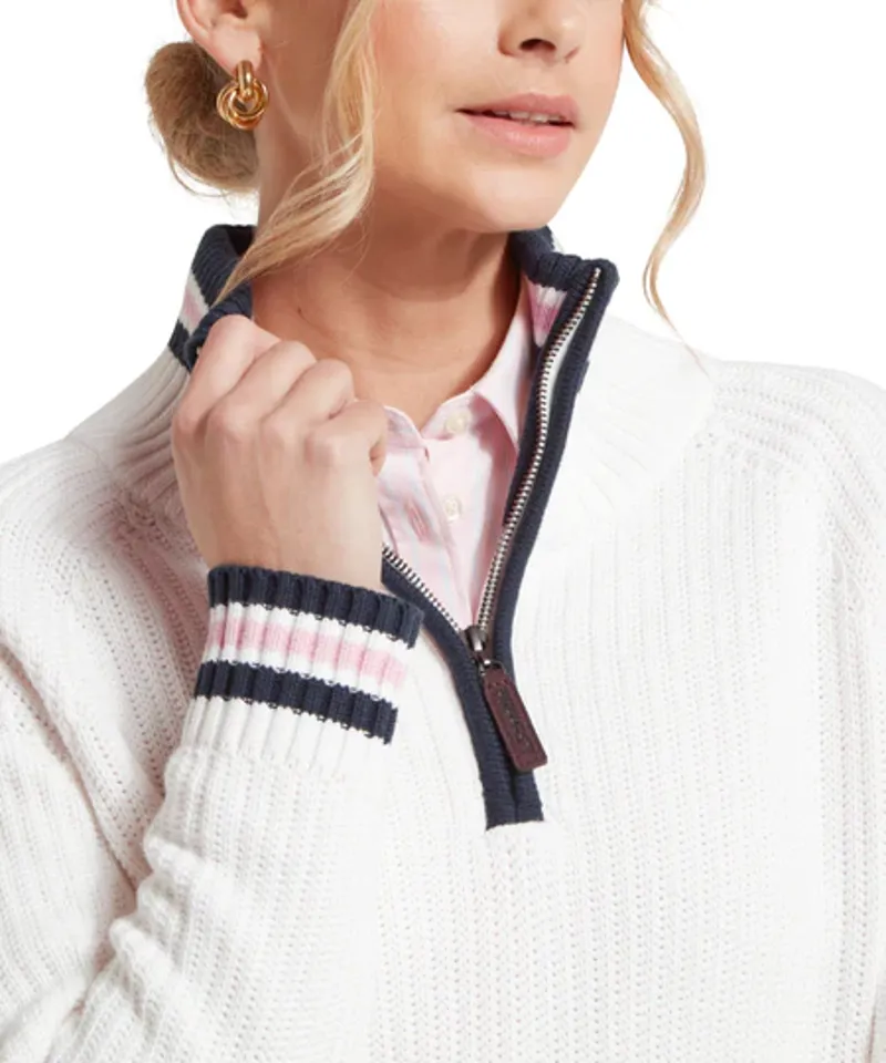 Schoffel Havelet Bay 1/4 Zip Jumper - Soft White-6