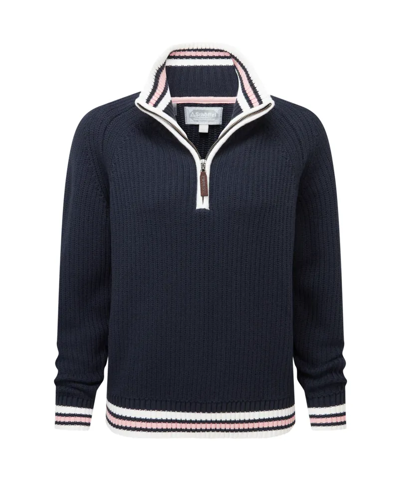 Schoffel Havelet Bay 1/4 Zip Jumper - Navy/Blush-1