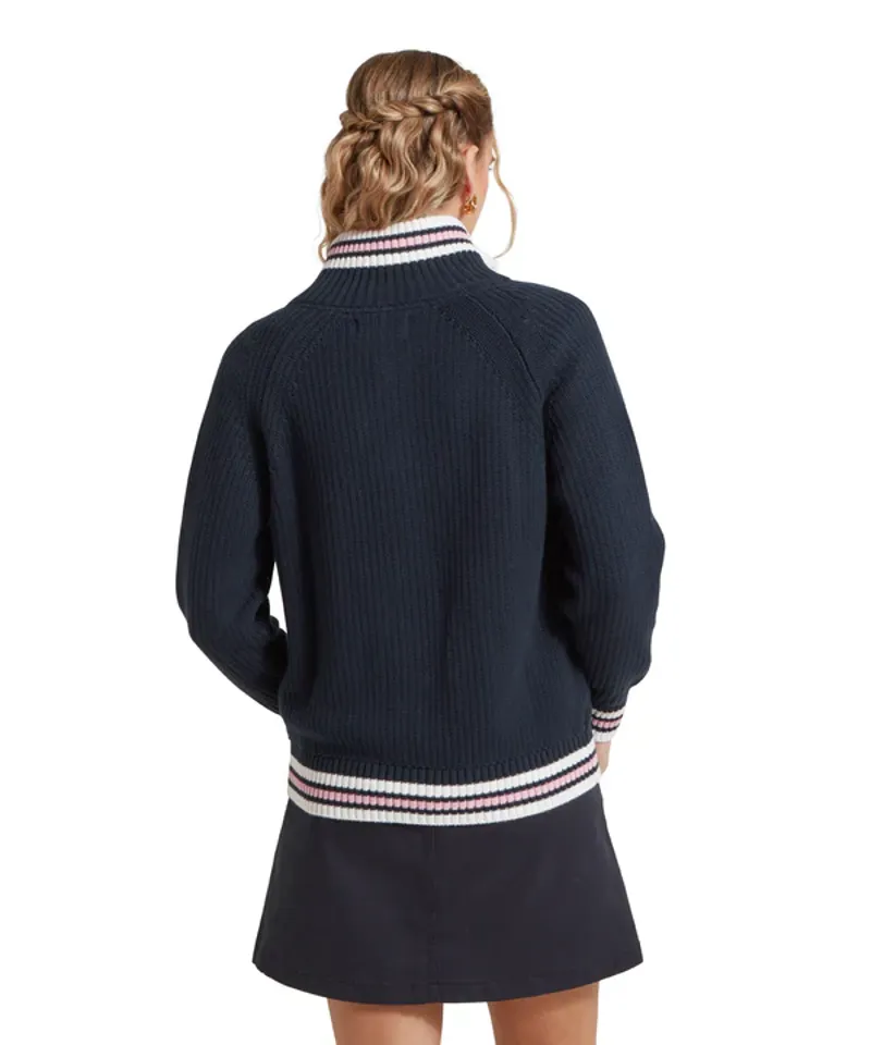 Schoffel Havelet Bay 1/4 Zip Jumper - Navy/Blush-4