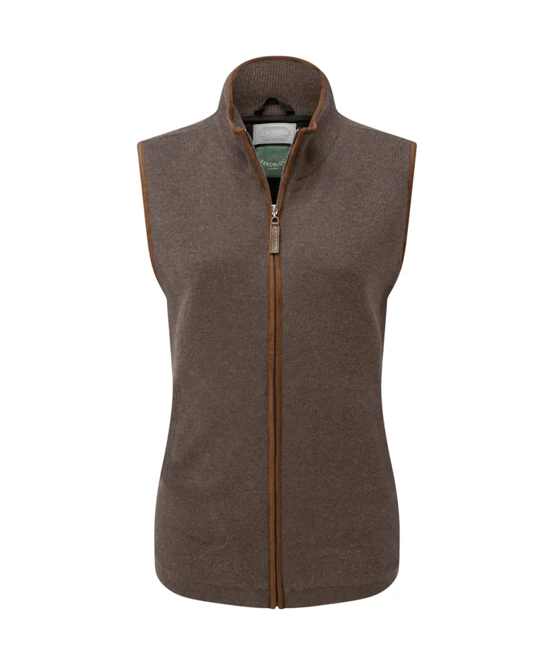 Schoffel Ladies Lambswool Aerobloc Gilet - Mole-1