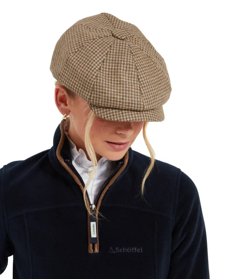 Schoffel Ladies Newsboy Cap - Houndstooth Tweed-3