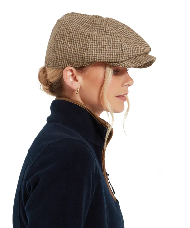 Schoffel Ladies Newsboy Cap - Houndstooth Tweed-2