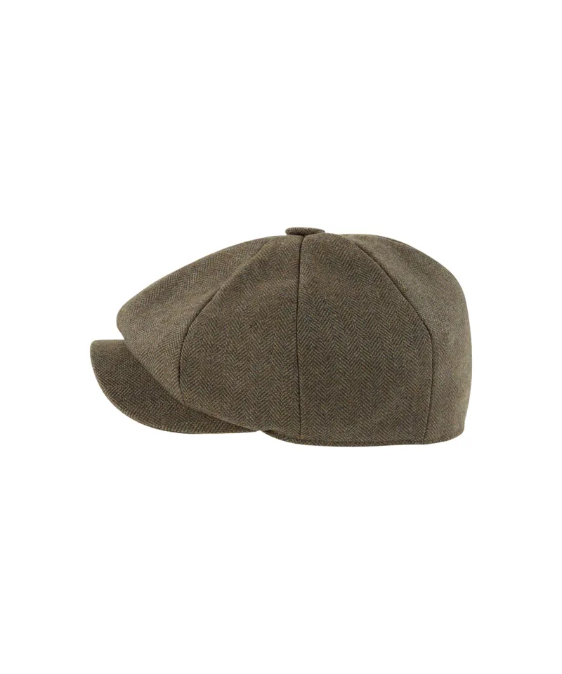 Schoffel Ladies Newsboy Cap - Loden Green Herringbone Tweed