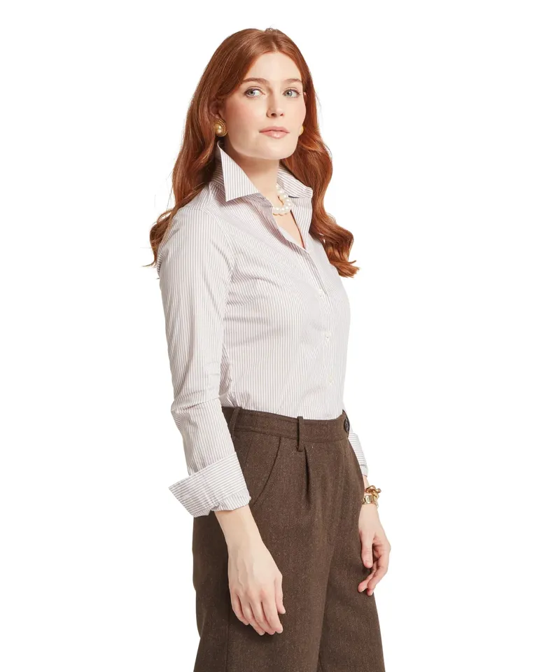 Schoffel Norfolk Shirt - Stone Stripe-3