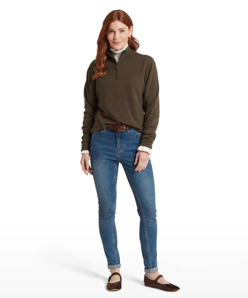 Schoffel Ladies Polperro Pima 1/4 Jumper - Chocolate-3