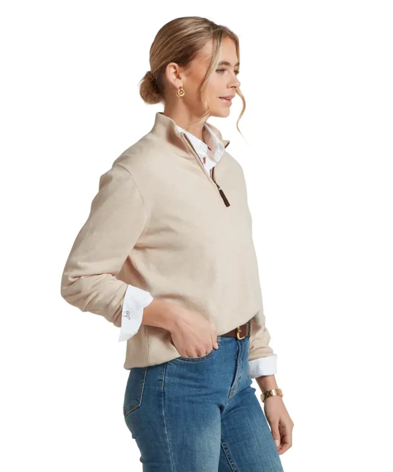 Schoffel Polperro Pima 1/4 Zip - Oat-3