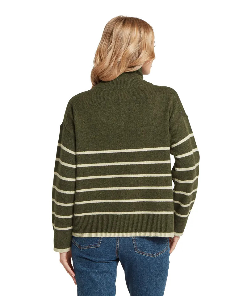 Schoffel Ladies Sandsend 1/4 Jumper - Loden / Oatmeal-3