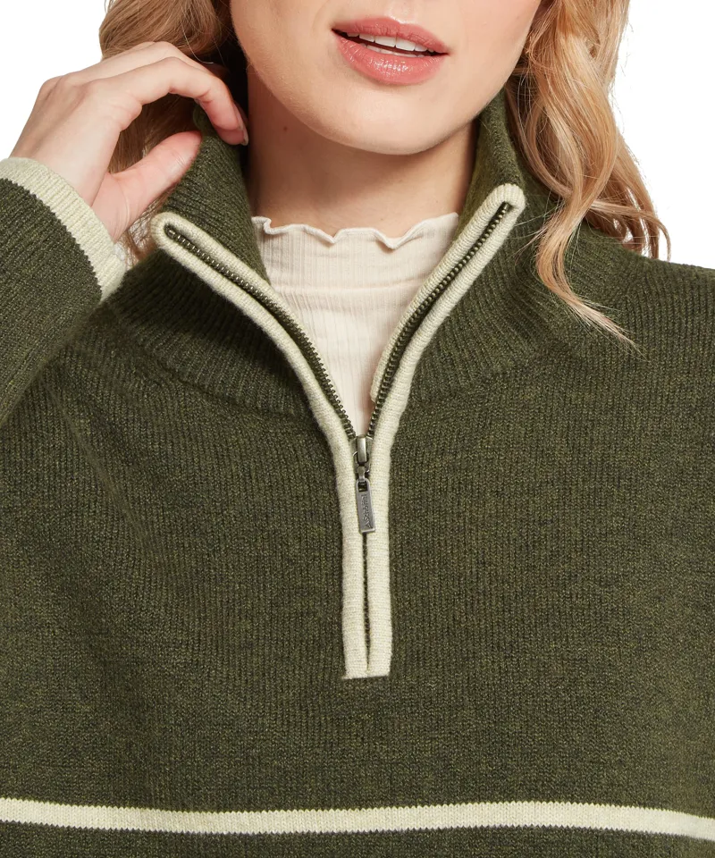 Schoffel Ladies Sandsend 1/4 Jumper - Loden / Oatmeal-4