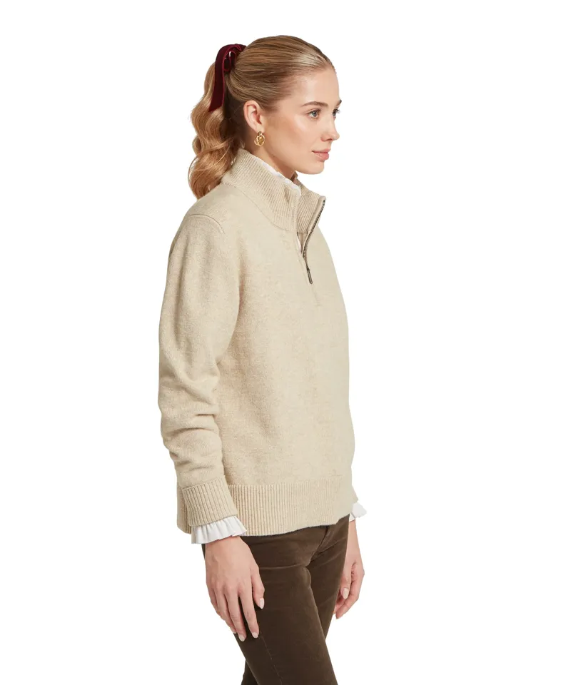 Schoffel Ladies Thoralby 1/4 Zip Jumper - Oatmeal-2