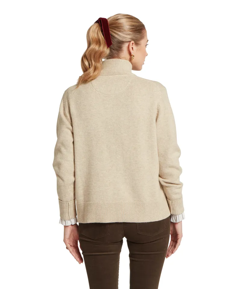 Schoffel Ladies Thoralby 1/4 Zip Jumper - Oatmeal-3