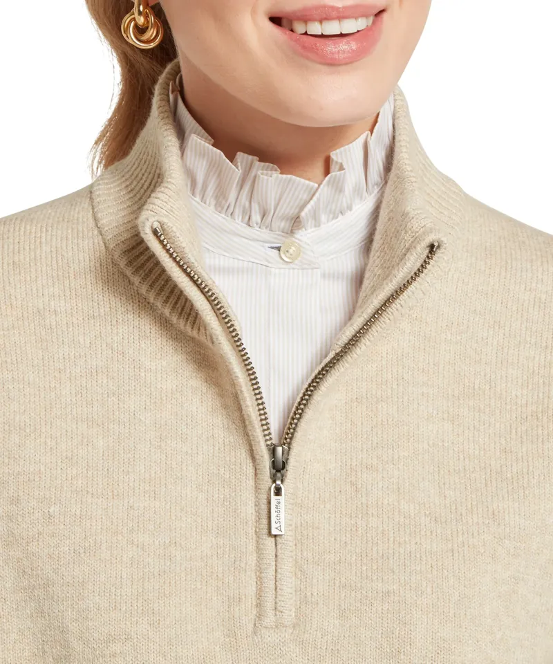 Schoffel Ladies Thoralby 1/4 Zip Jumper - Oatmeal-4