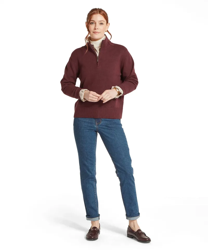 Schoffel Ladies Thoralby 1/4 Zip Jumper - Port-1