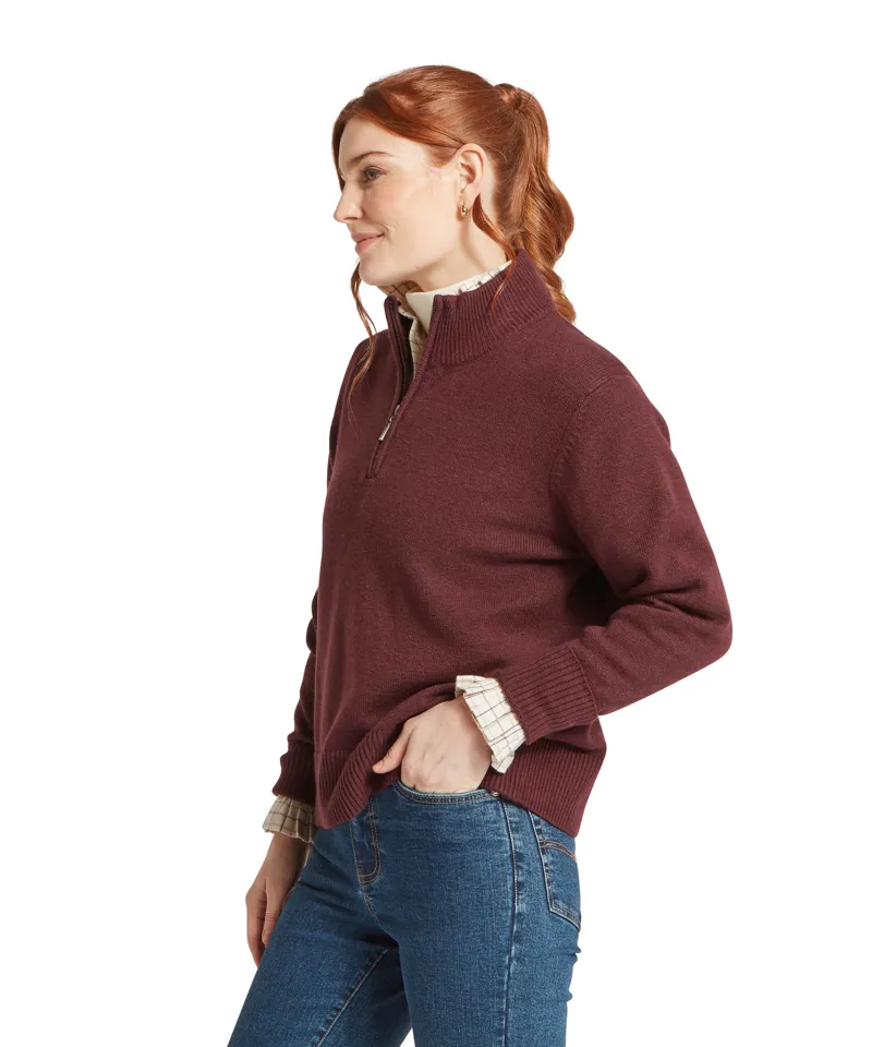 Schoffel Ladies Thoralby 1/4 Zip Jumper - Port-2