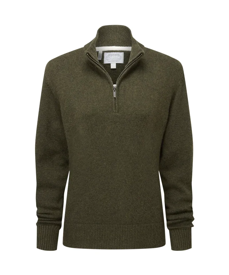 Schoffel Ladies Thoralby 1/4 Zip Jumper - Loden-1