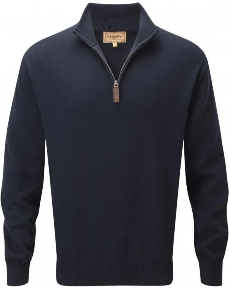 Schoffel Cotton/Cashmere 1/4 Zip Jumper - Navy