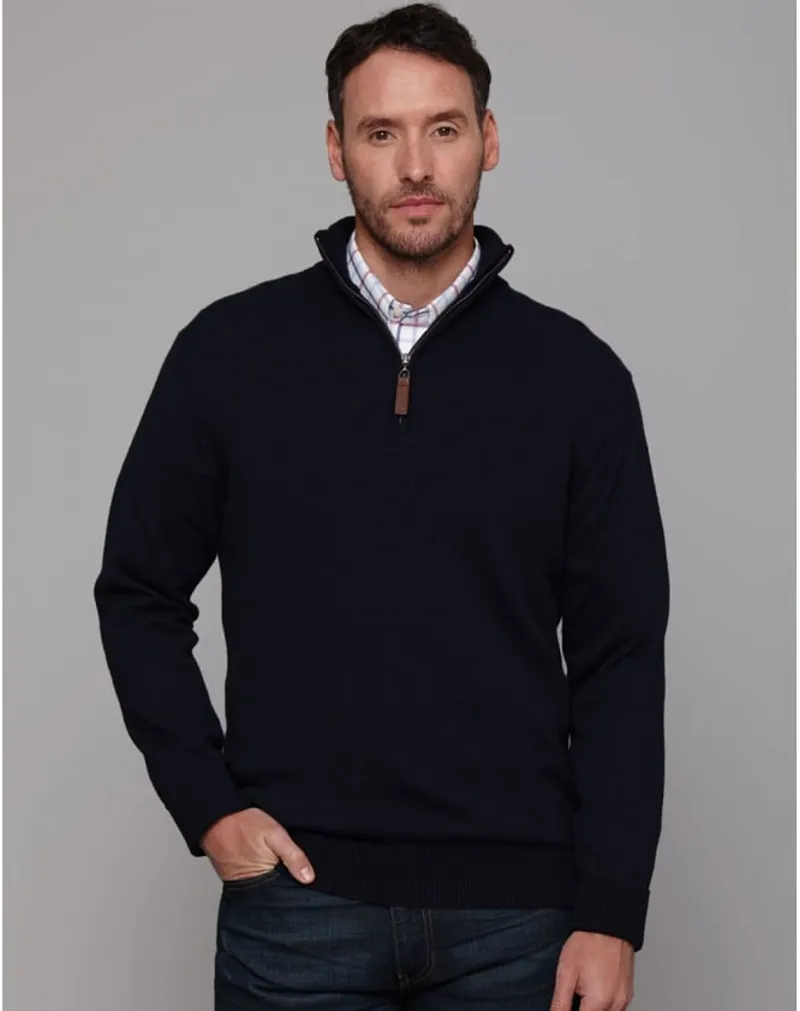 Schoffel Cotton/Cashmere 1/4 Zip Jumper - Navy-1