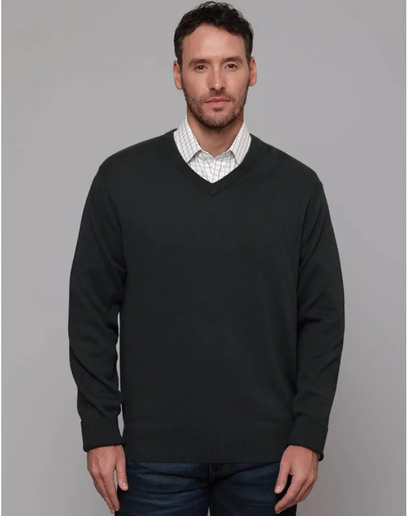 Schoffel Cotton/Cashmere V Neck Jumper - Forest Green SIZE XXL ONLY-1