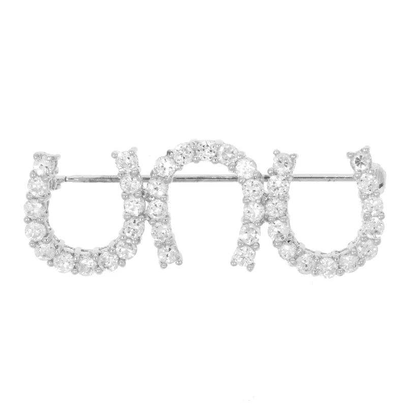 Falabella Treble Crystal Horseshoe Stockpin - Sterling Silver