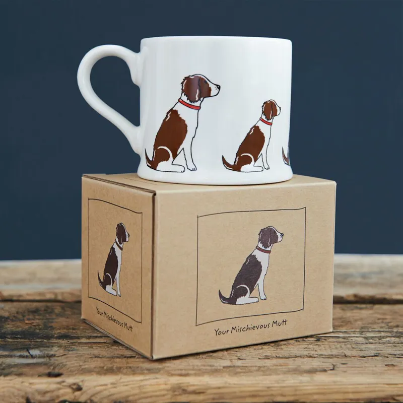 Sweet William Mischievous Mutts Mug - Liver/White Springer Spaniel