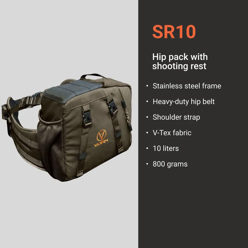 VORN SR10 Hip Pack With Shooting Rest - Ash Green