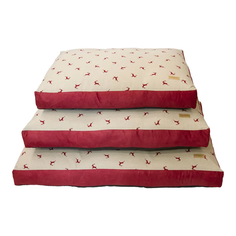 Earthbound Flat Dog Cushion Faux Suede Red Stag - Large