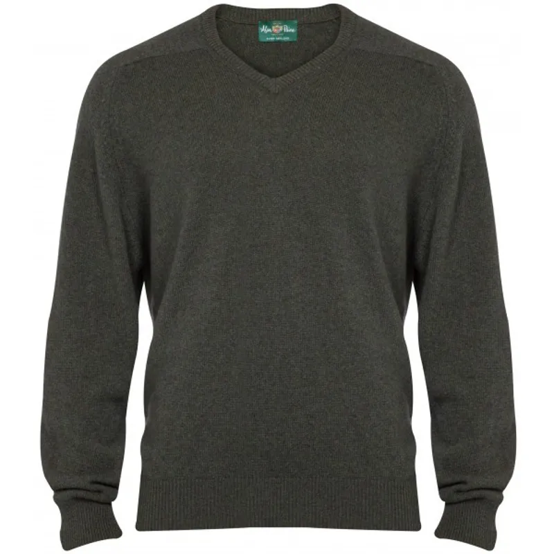 Alan Paine Stratford Gents V Neck Long Sleeve - Loden