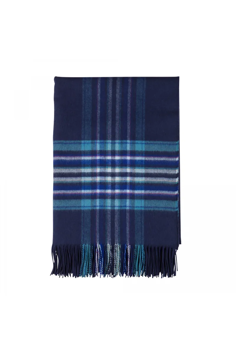 Johnstons QEST Cashmere Throw - Stripe Border