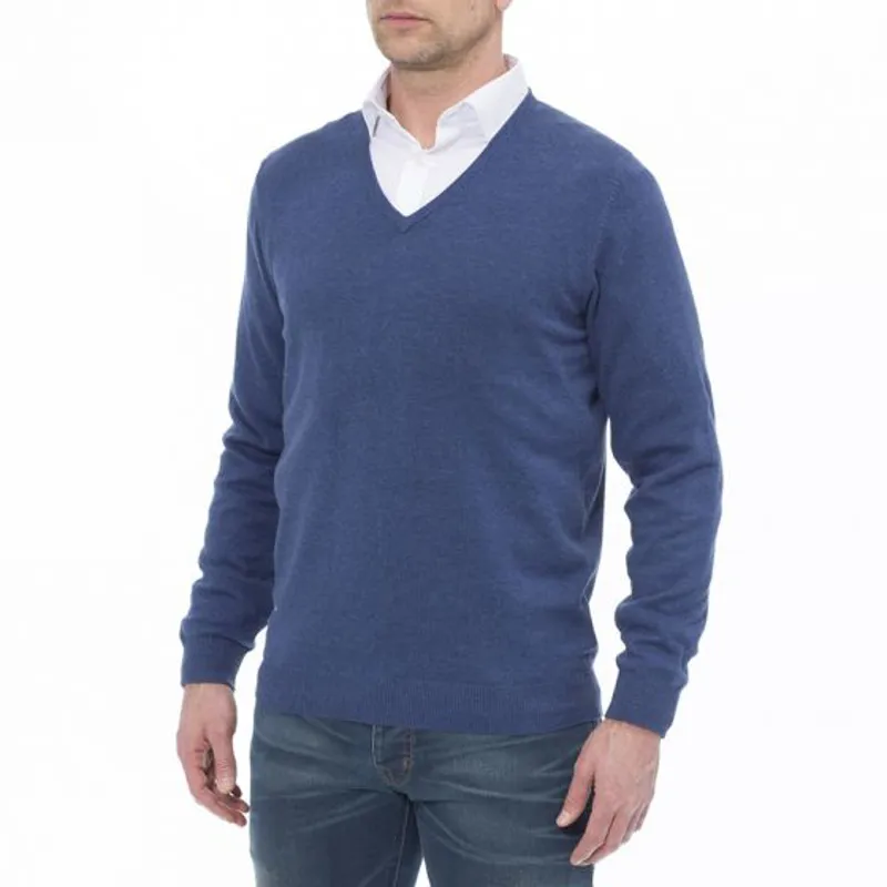 Alan Paine Rothwell Gents V Neck jumper - Indigo