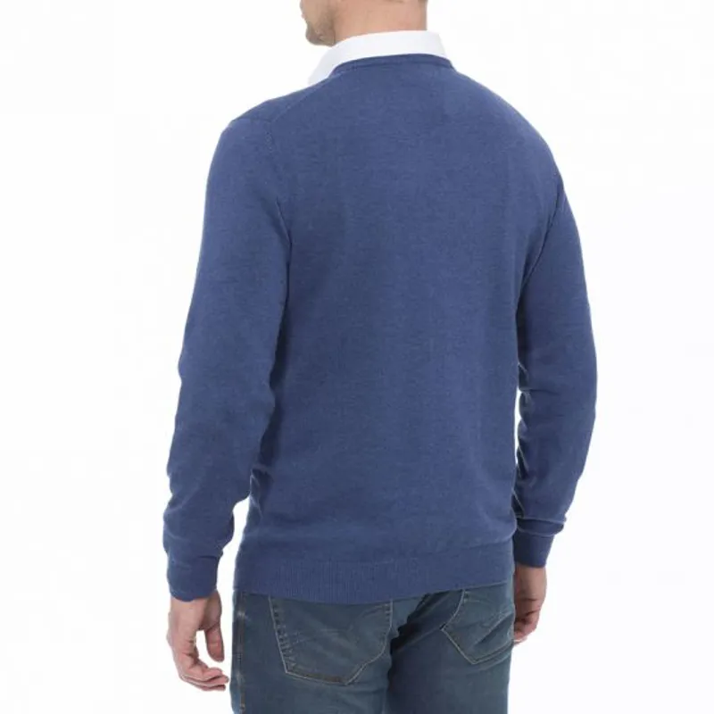 Alan Paine Rothwell Gents V Neck jumper - Indigo-1