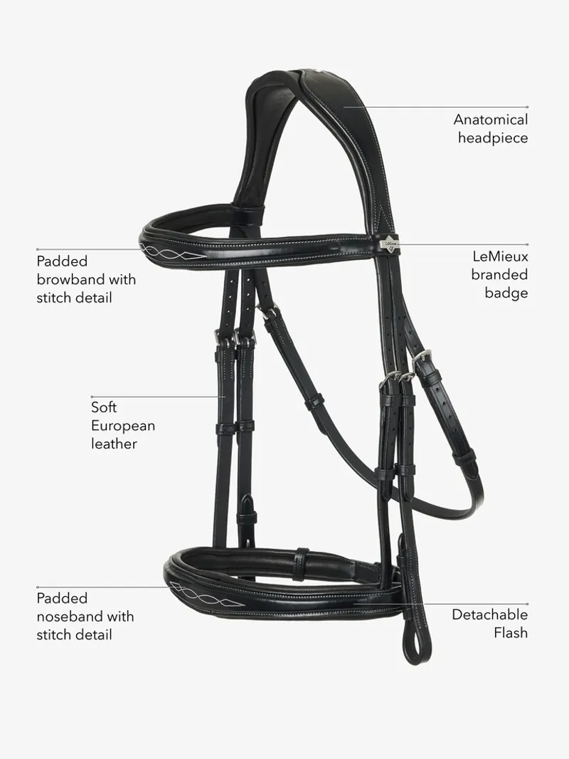 LeMieux Competition Flash Bridle - Havana-5